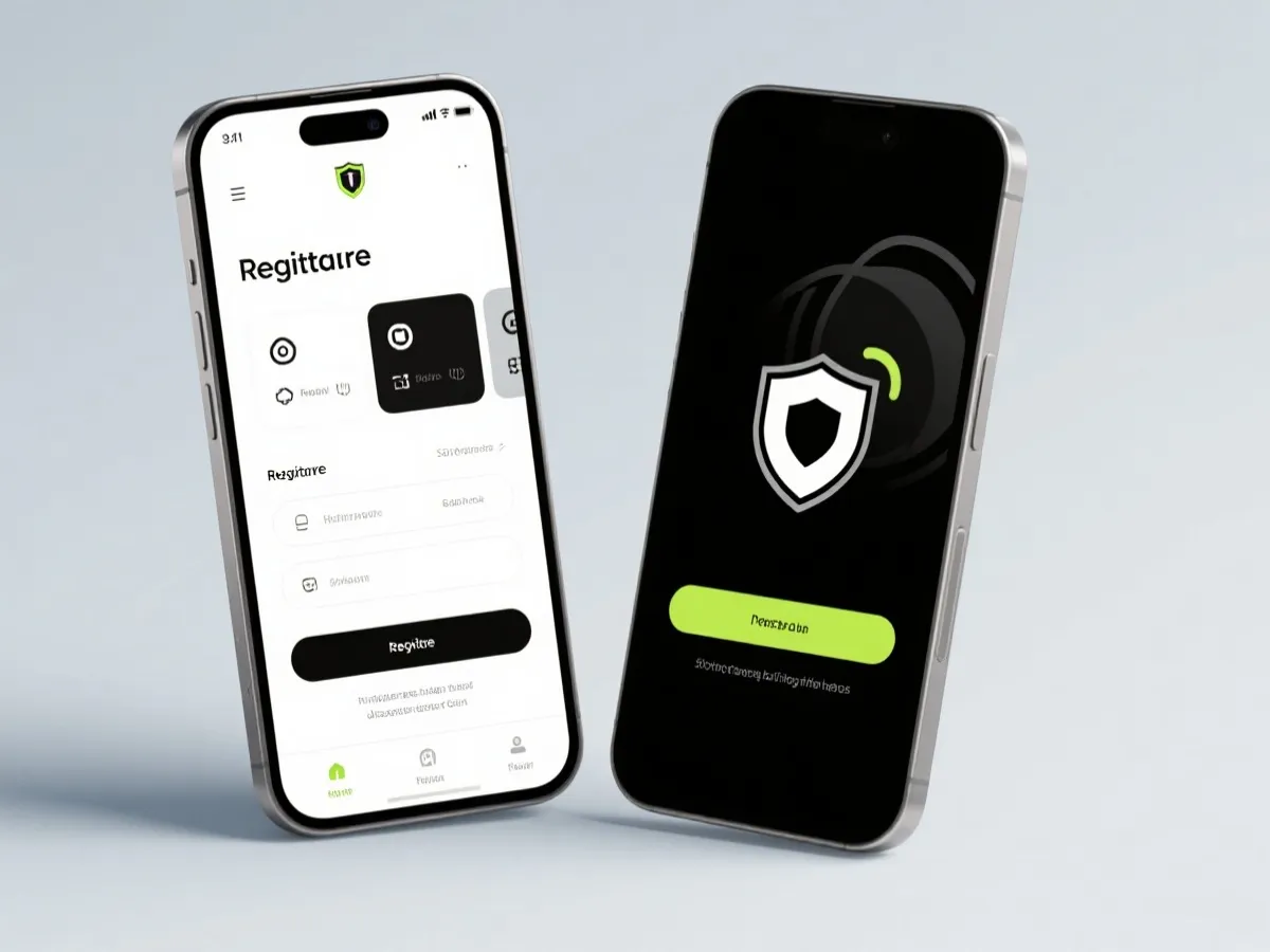 行動裝置註冊與登入介面示意